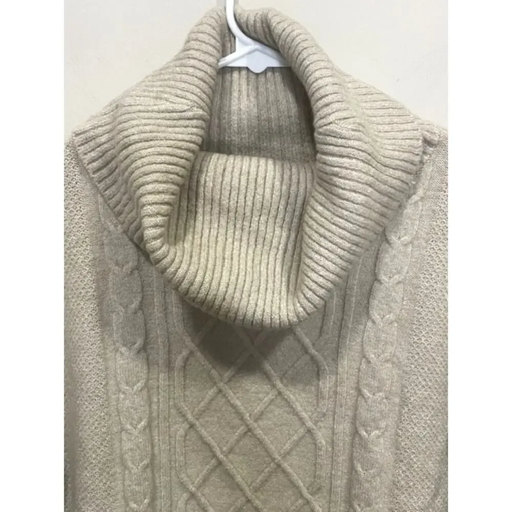 Ariat Women's Montara Wool Blend Cowl Neck Sweater Sz Small Oatmeal